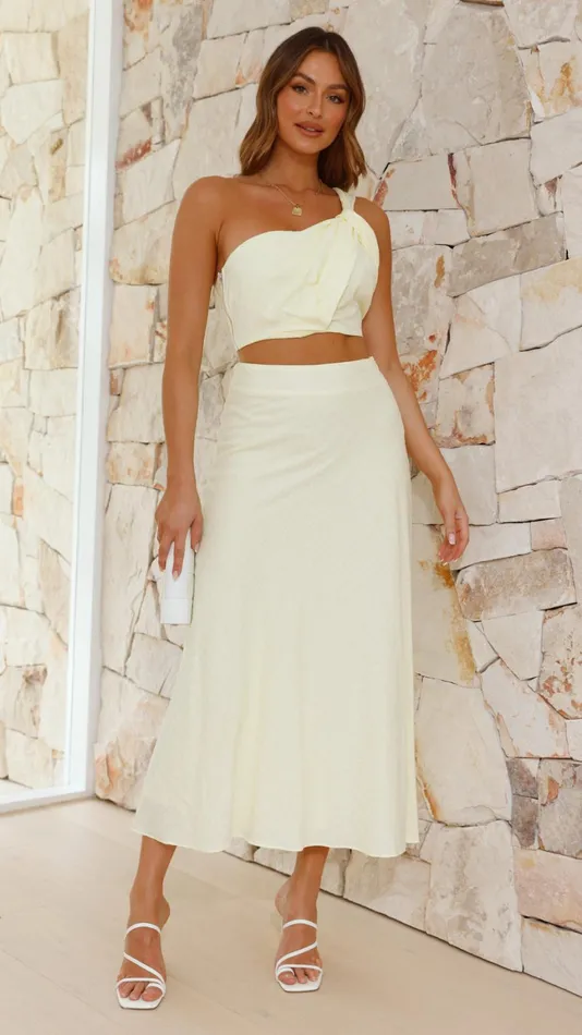 Billy J Bottoms Women Eddie Crop Top And Maxi Skirt Set 8211 Yellow