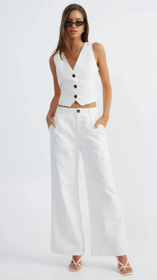 Billy J Bottoms Women Hale Linen Pants 8211 White