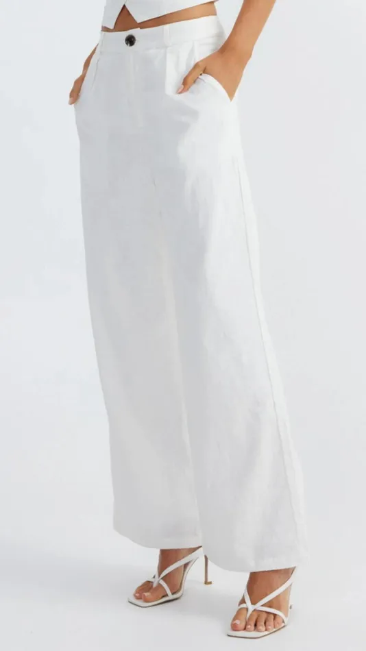 Billy J Bottoms Women Hale Linen Pants 8211 White