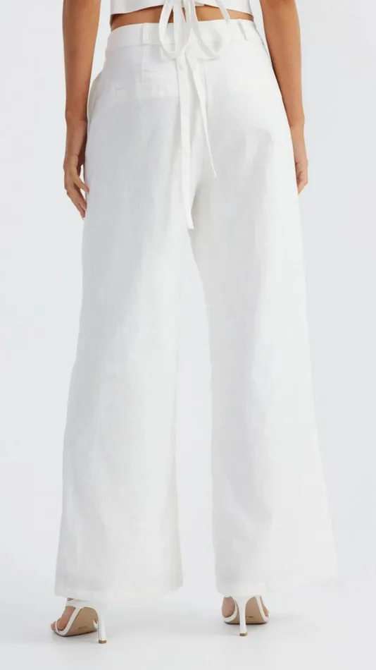 Billy J Bottoms Women Hale Linen Pants 8211 White