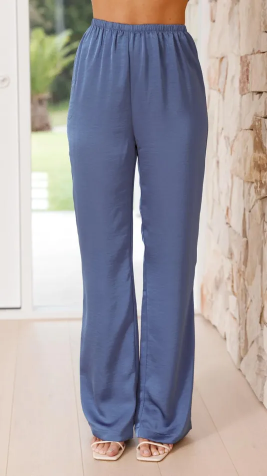 Billy J Bottoms Women Imogen Button Pants 8211 Steel Blue