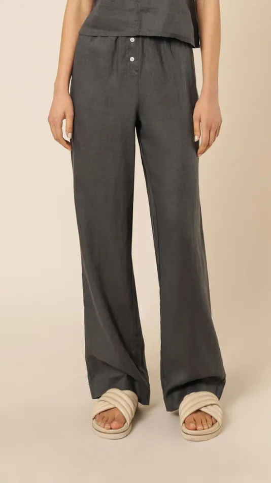Billy J Bottoms Women Linen Lounge Pant 8211 Coal