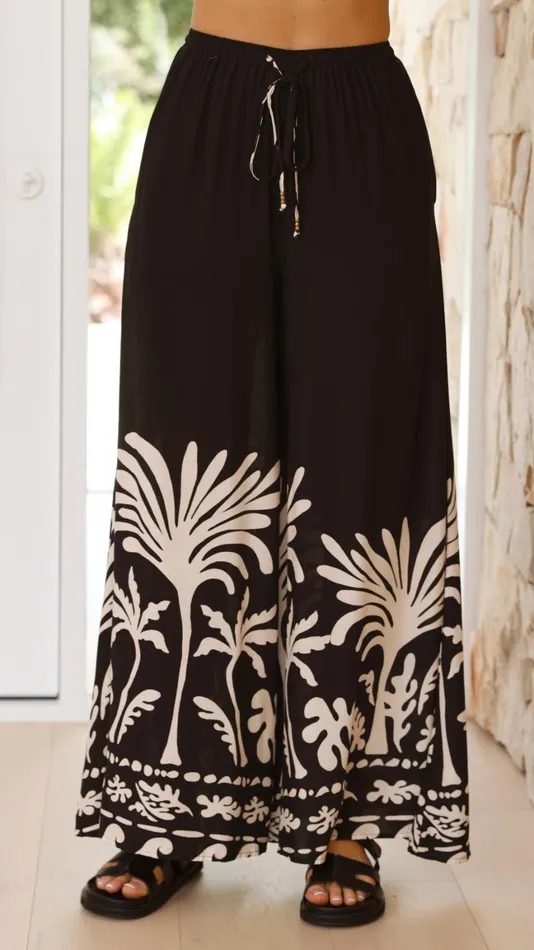 Billy J Bottoms Women Noir Palm Wide Leg Pants 8211 Black