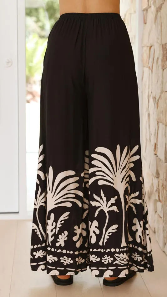 Billy J Bottoms Women Noir Palm Wide Leg Pants 8211 Black