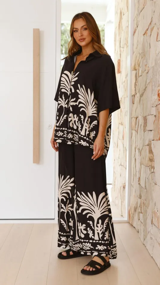 Billy J Bottoms Women Noir Palm Wide Leg Pants 8211 Black