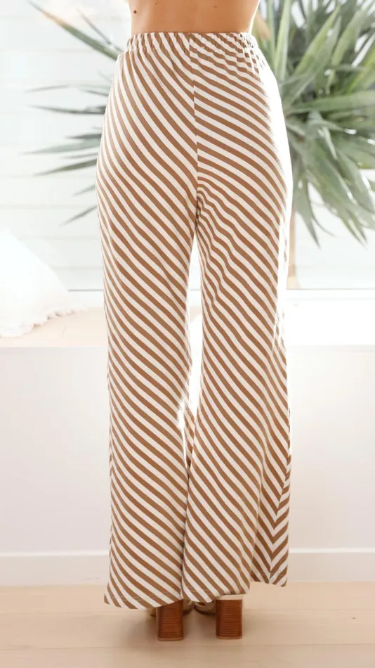Billy J Bottoms Women Palani Pants 8211 Beige White Stripe