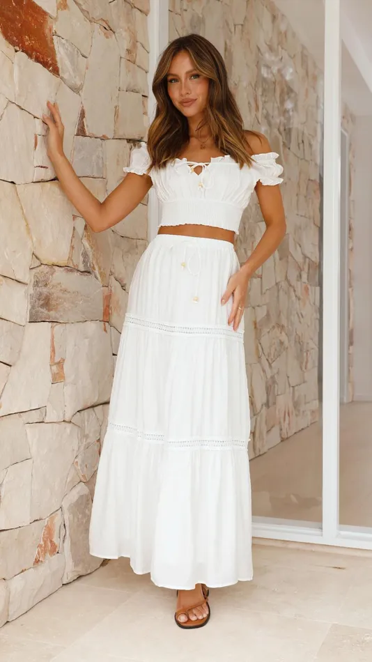 Billy J Bottoms Women Vanida Maxi Skirt 8211 White