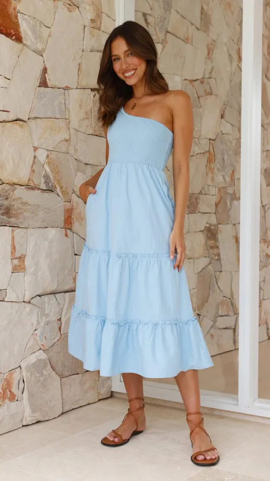 Billy J Dresses Women Alanna Midi Dress 8211 Sky Blue