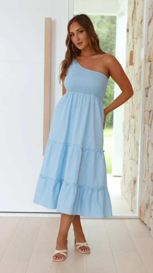 Billy J Dresses Women Alanna Midi Dress 8211 Sky Blue