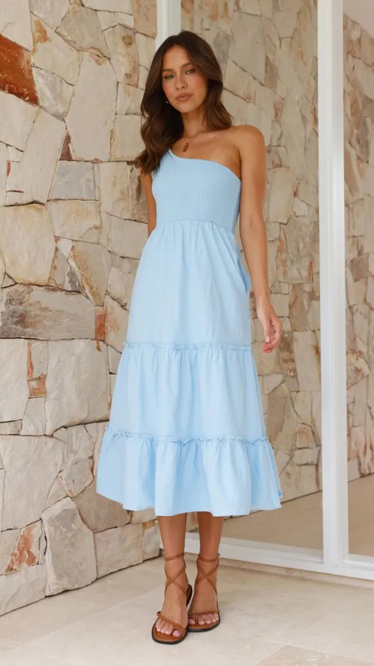 Billy J Dresses Women Alanna Midi Dress 8211 Sky Blue