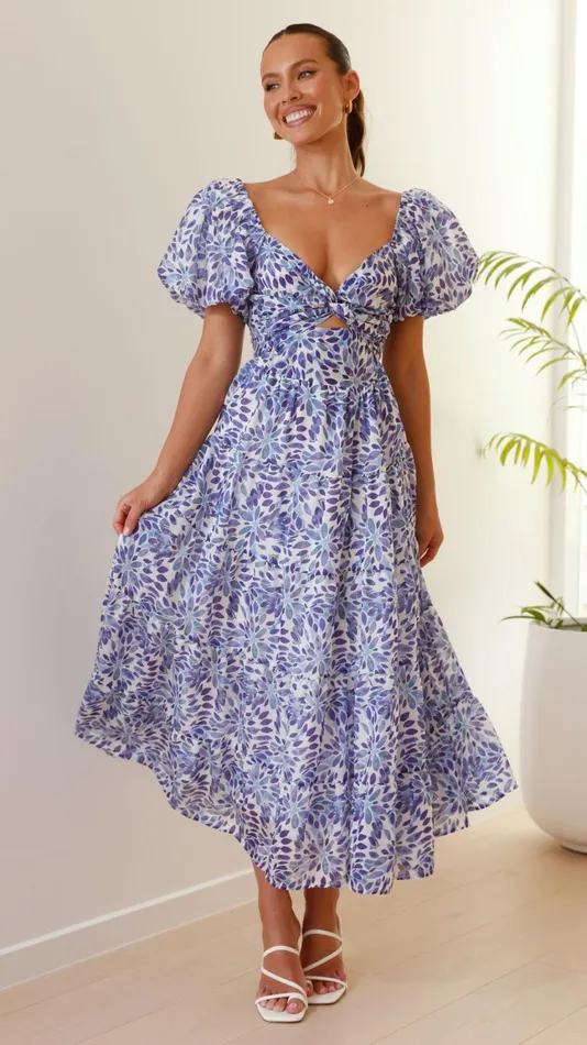 Billy J Dresses Women Balthazar Maxi Dress 8211 Blue Floral