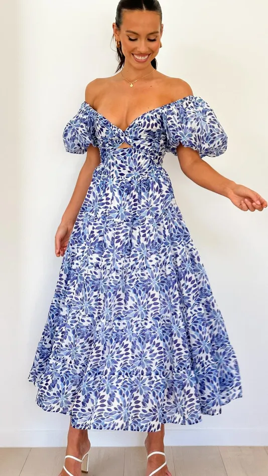 Billy J Dresses Women Balthazar Maxi Dress 8211 Blue Floral