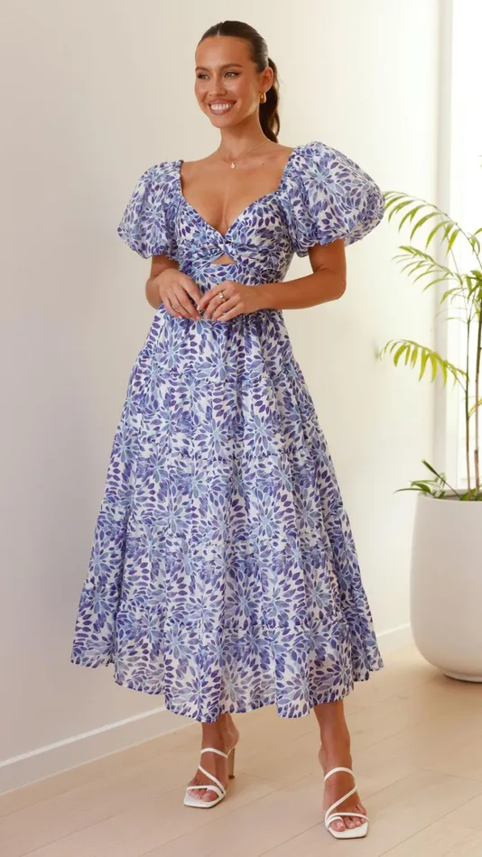 Billy J Dresses Women Balthazar Maxi Dress 8211 Blue Floral