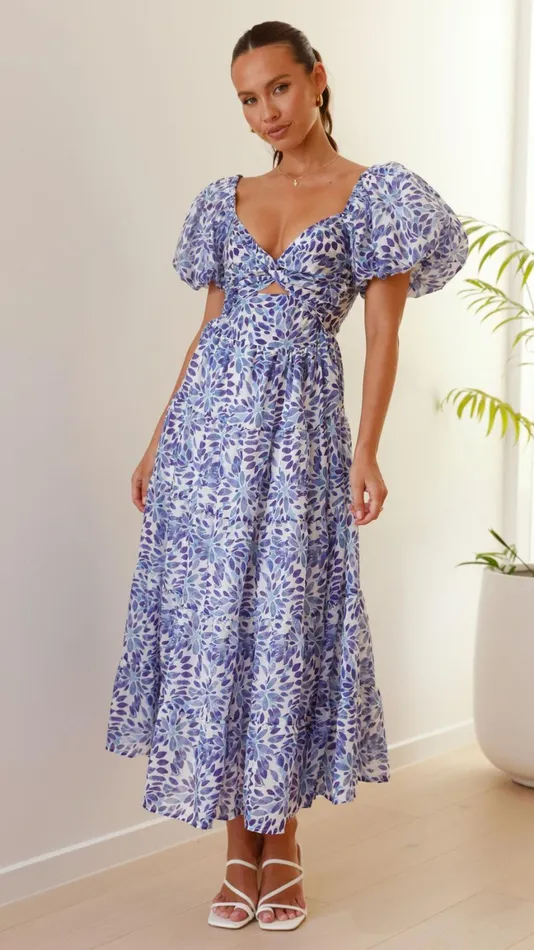 Billy J Dresses Women Balthazar Maxi Dress 8211 Blue Floral