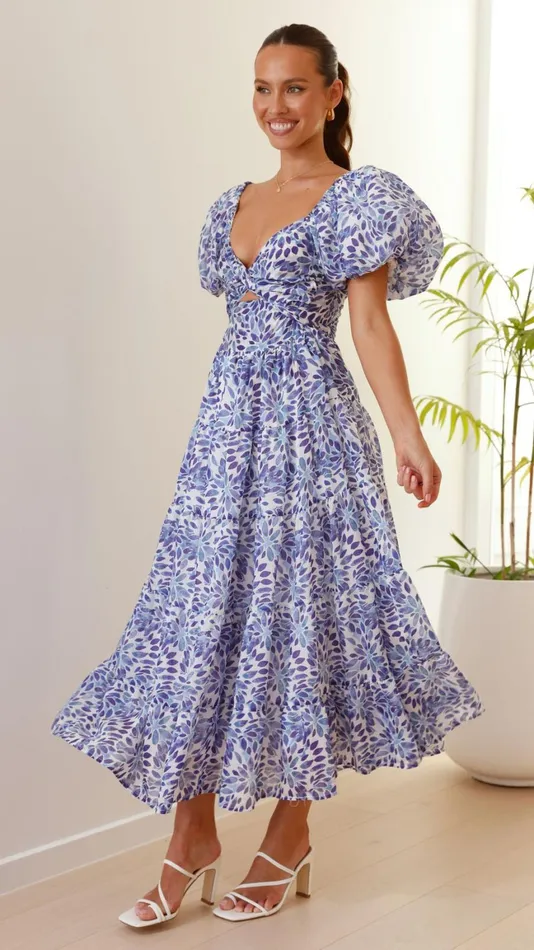 Billy J Dresses Women Balthazar Maxi Dress 8211 Blue Floral