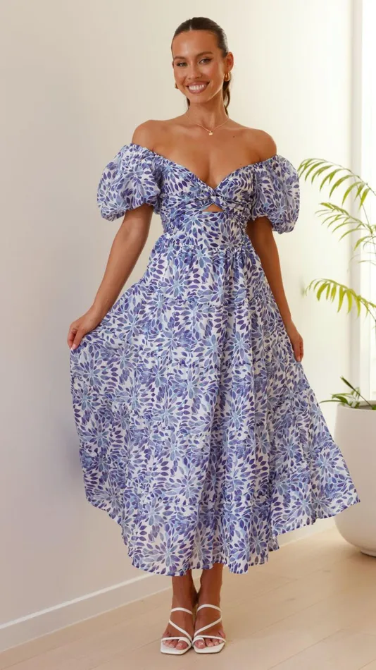 Billy J Dresses Women Balthazar Maxi Dress 8211 Blue Floral