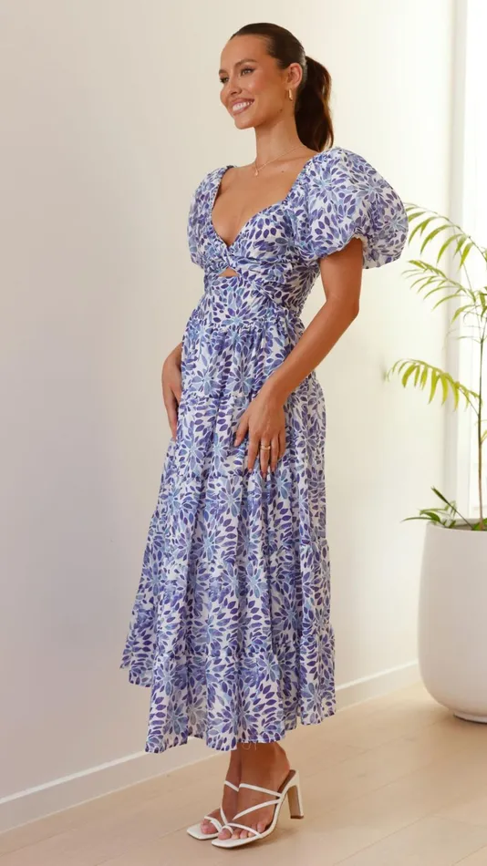 Billy J Dresses Women Balthazar Maxi Dress 8211 Blue Floral