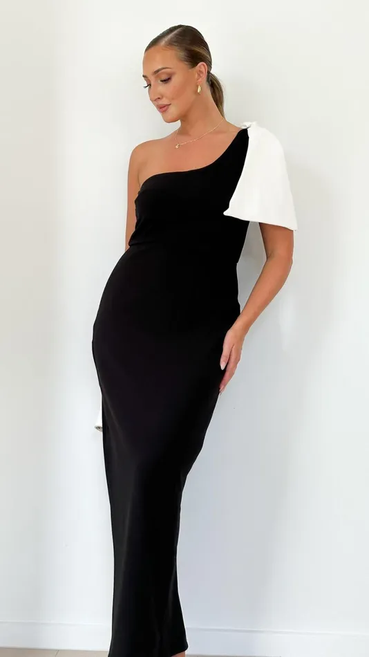 Billy J Dresses Women Celeste Midi Dress 8211 BlackWhite Bow