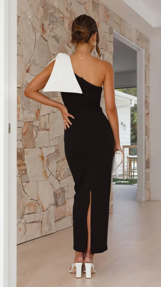 Billy J Dresses Women Celeste Midi Dress 8211 BlackWhite Bow