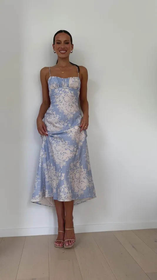 Billy J Dresses Women Margie Midi Dress 8211 Blue White Floral