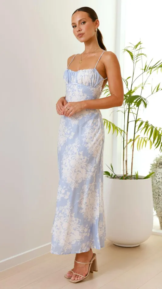 Billy J Dresses Women Margie Midi Dress 8211 Blue White Floral