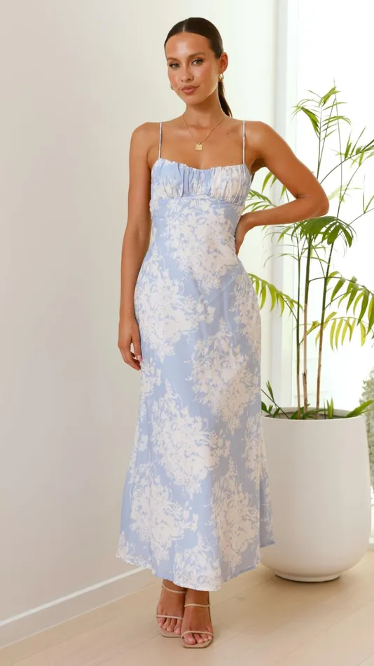 Billy J Dresses Women Margie Midi Dress 8211 Blue White Floral