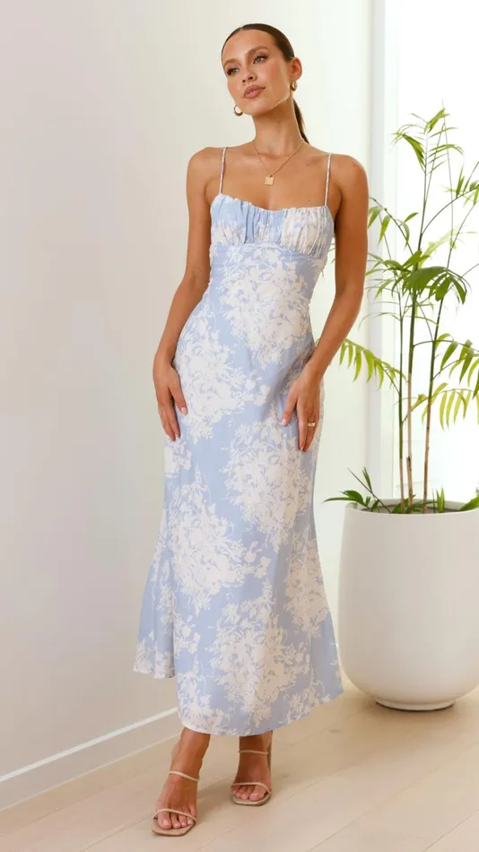 Billy J Dresses Women Margie Midi Dress 8211 Blue White Floral