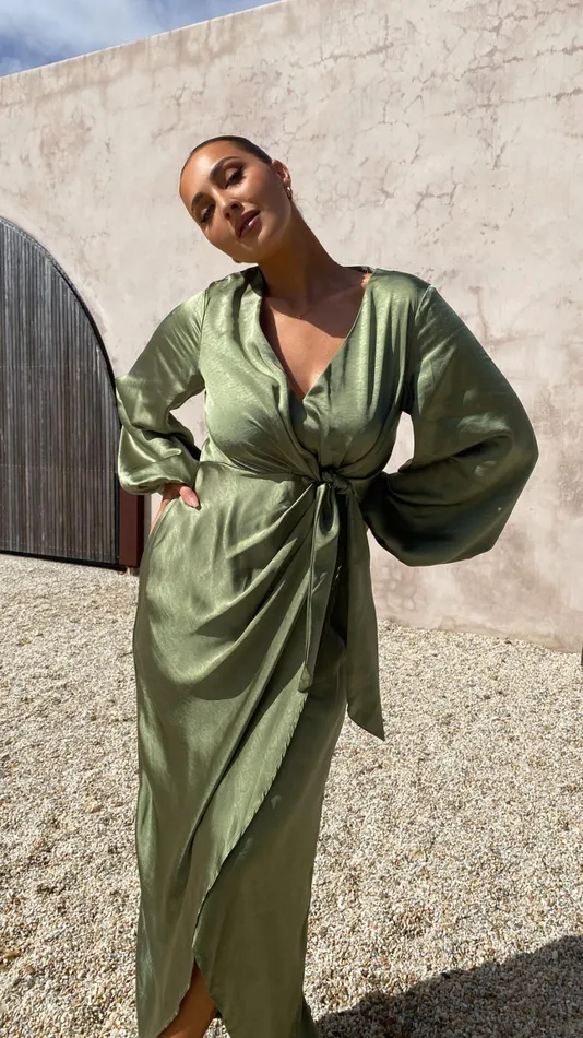 Billy J Dresses Women Naomi Long Sleeve Maxi Dress 8211 Olive