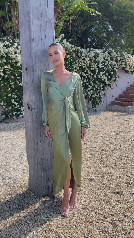 Billy J Dresses Women Naomi Long Sleeve Maxi Dress 8211 Olive