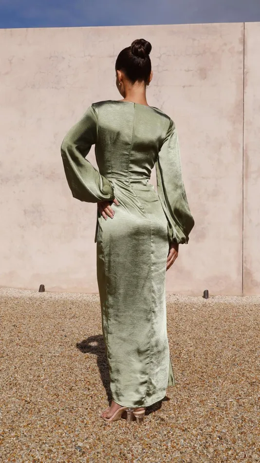 Billy J Dresses Women Naomi Long Sleeve Maxi Dress 8211 Olive