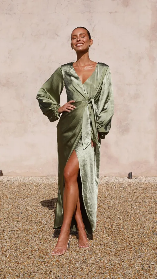 Billy J Dresses Women Naomi Long Sleeve Maxi Dress 8211 Olive