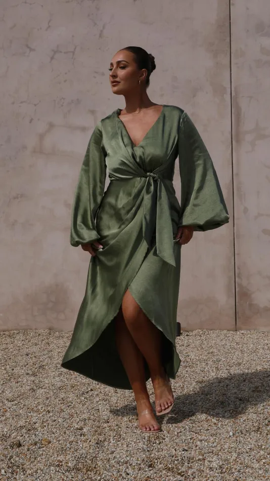 Billy J Dresses Women Naomi Long Sleeve Maxi Dress 8211 Olive