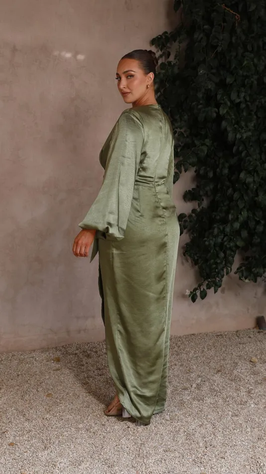 Billy J Dresses Women Naomi Long Sleeve Maxi Dress 8211 Olive