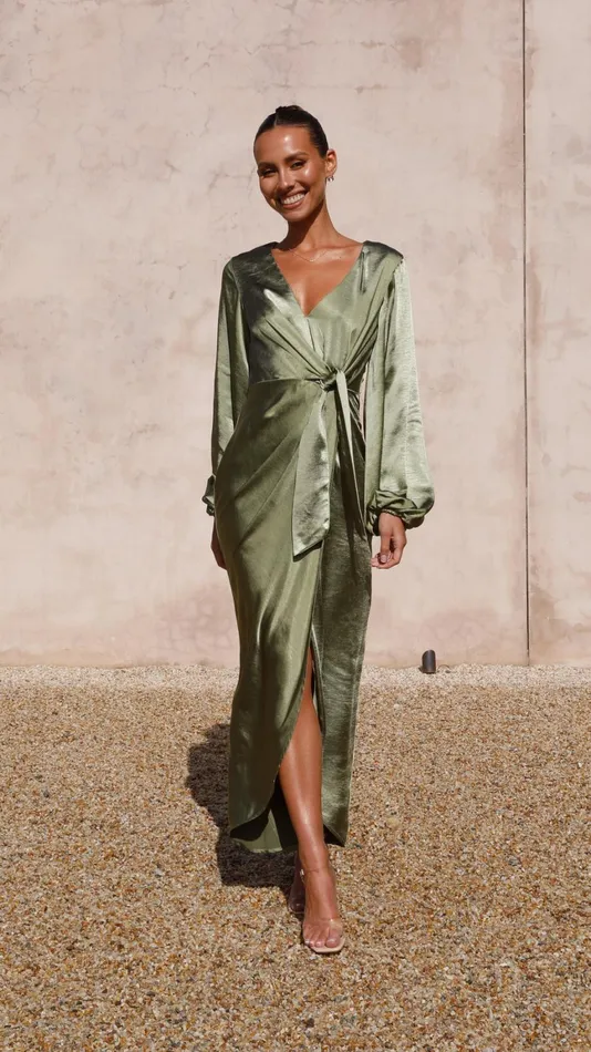 Billy J Dresses Women Naomi Long Sleeve Maxi Dress 8211 Olive