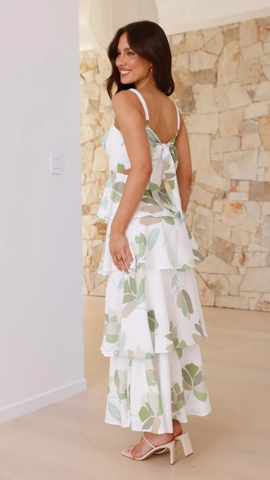 Billy J Dresses Women Odilia Maxi Dress 8211 WhiteGreen Floral