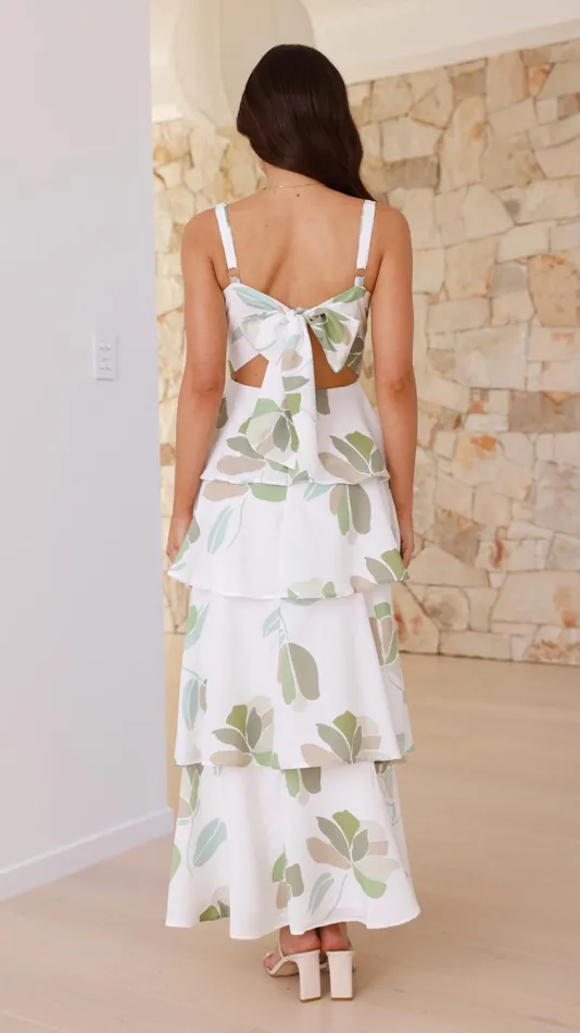 Billy J Dresses Women Odilia Maxi Dress 8211 WhiteGreen Floral