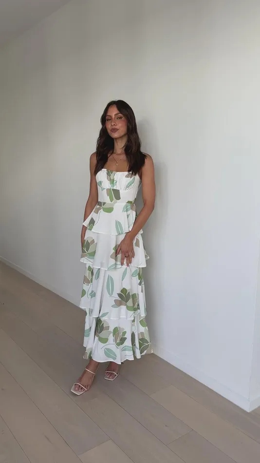 Billy J Dresses Women Odilia Maxi Dress 8211 WhiteGreen Floral