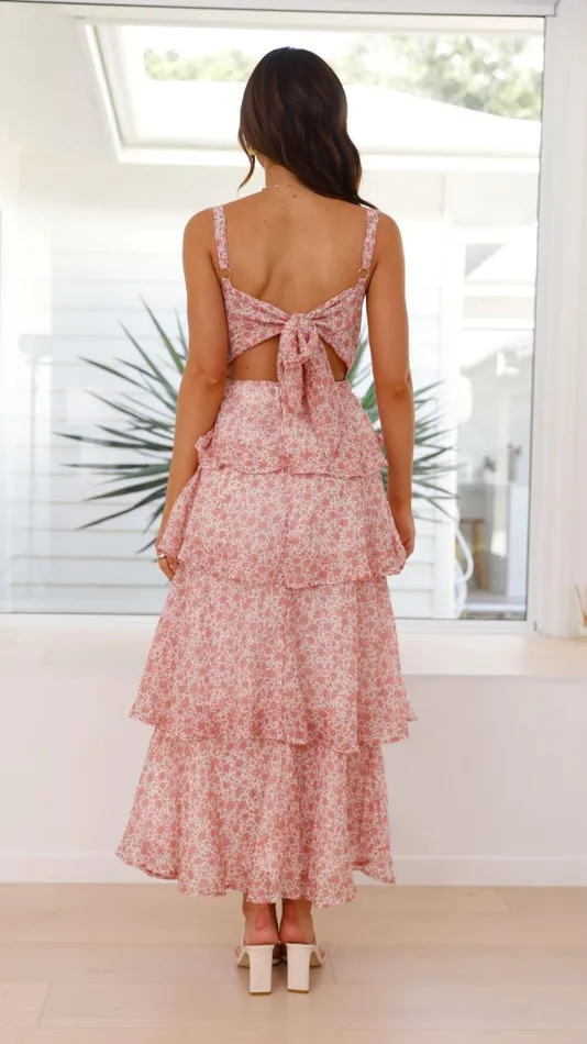 Billy J Dresses Women Page Maxi Dress 8211 Pink White Floral