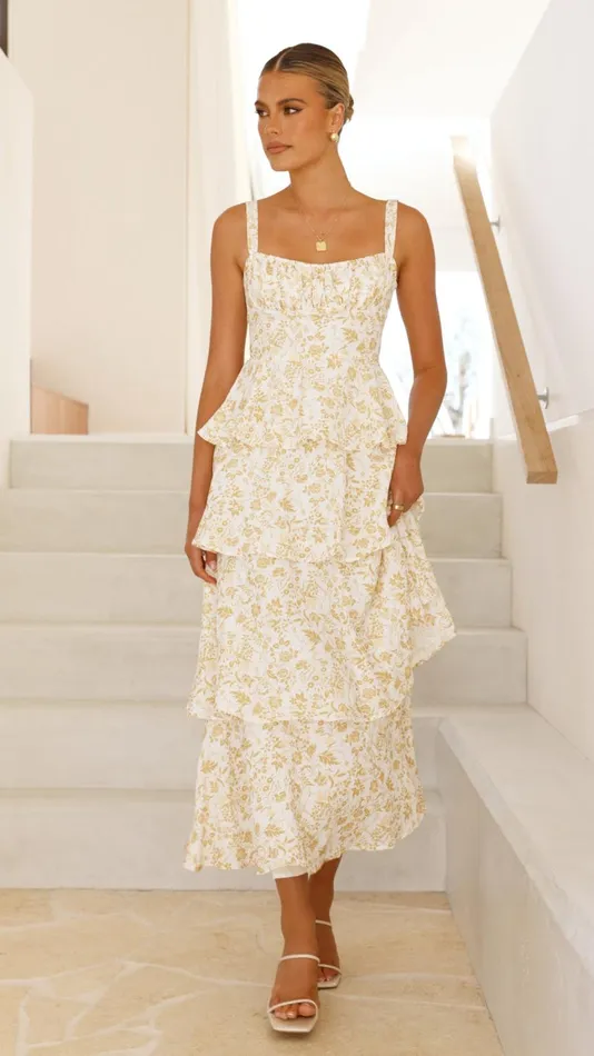 Billy J Dresses Women Page Maxi Dress 8211 Yellow Floral