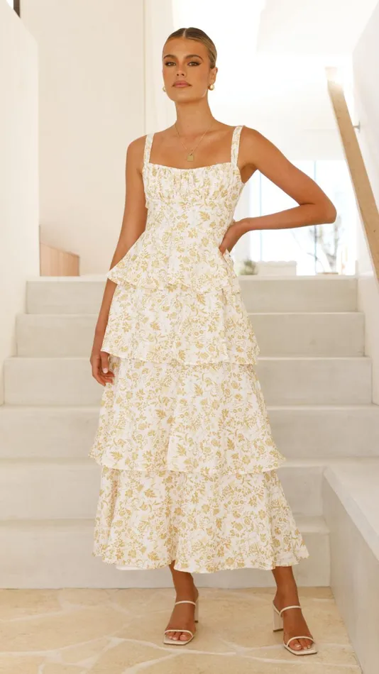 Billy J Dresses Women Page Maxi Dress 8211 Yellow Floral