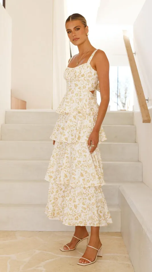 Billy J Dresses Women Page Maxi Dress 8211 Yellow Floral