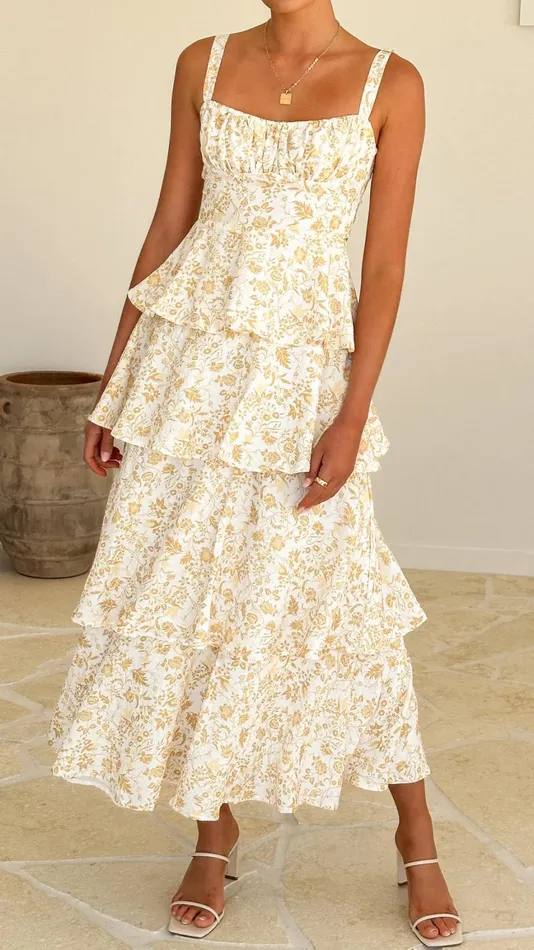 Billy J Dresses Women Page Maxi Dress 8211 Yellow Floral