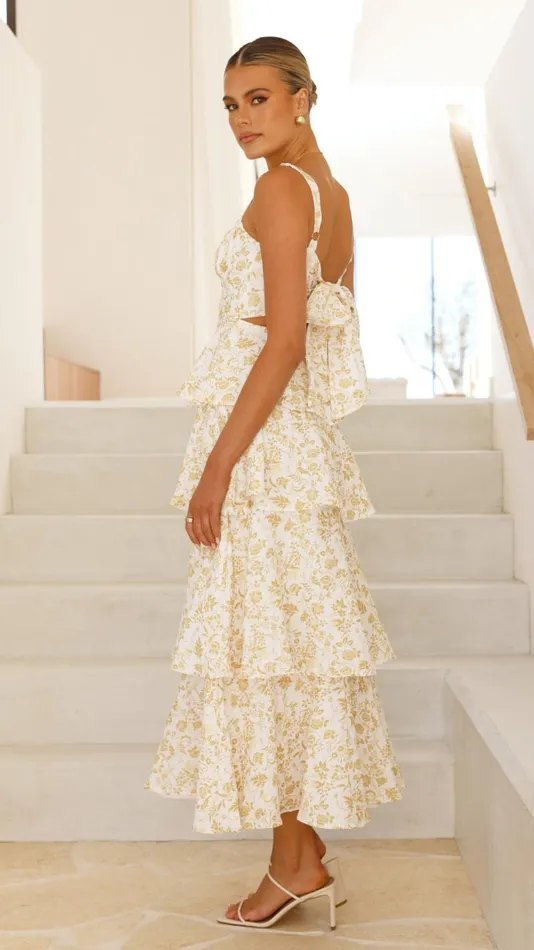 Billy J Dresses Women Page Maxi Dress 8211 Yellow Floral