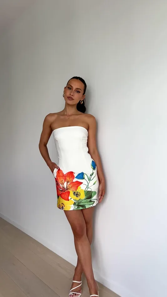 Billy J Dresses Women Primrose Mini Dress 8211 White Flower