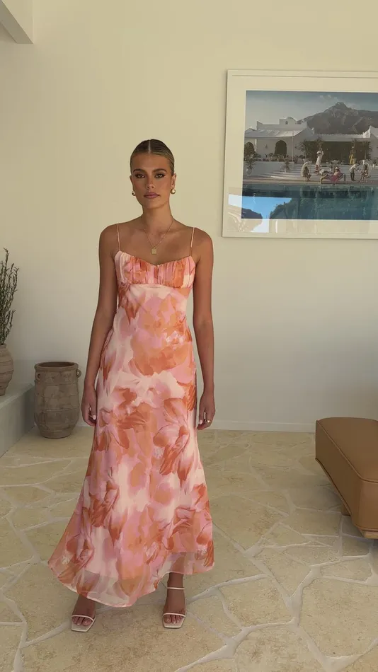 Billy J Dresses Women Sabian Maxi Dress 8211 Orange Floral