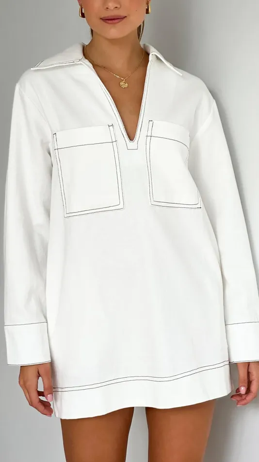 Billy J Dresses Women Tara Long Sleeve Mini Dress 8211 White