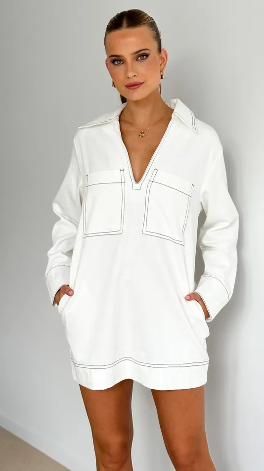 Billy J Dresses Women Tara Long Sleeve Mini Dress 8211 White