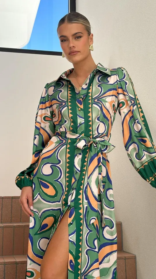Billy J Dresses Women Uma Maxi Dress 8211 Green Print