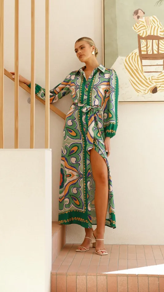 Billy J Dresses Women Uma Maxi Dress 8211 Green Print