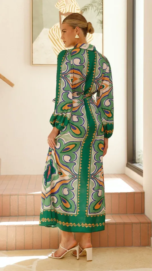 Billy J Dresses Women Uma Maxi Dress 8211 Green Print